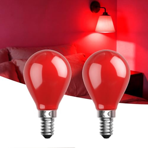 Bonlux E14 Rot Led Glühbirne,4w Rot Ballon Glühbirne,E14 Rotelicht, Farbige Glühbirne, Roten Nachtlicht Fit für AC220-240v