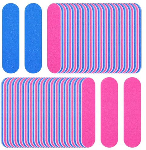 100Pcs Mini Emery Boards For Nails, Disposable Nail Files, Mini Nail Files Travel Size Double Sided Colorful Emery Boards for Natural Nails, Home Salon Manicure Kit for Men Women Kids, 1.9×0.78 inches