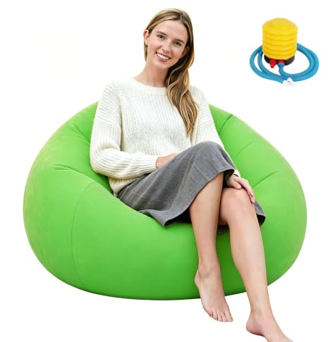Luftsofa, Aufblasbare Couch, Aufblasbarer Sessel, 105x105x60cm Grün | Ultraweicher Inflatable Sessel, ohne Bohnenfüllung, Schnell Aufblasbar & Tragbar für Wohnzimmer, Garten, Camping