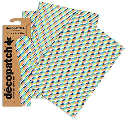 Décopatch C775O - pouch of 3 sh of printed papers 30x40 cm, Small Rhombus
