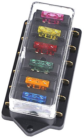 Qiorange 6-Fach Sicherungshalter ATO Sicherungskasten Doppeldeckel KFZ Auto 12V/24V (Sicherungshalter 6-Fach)