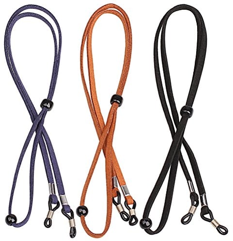 kuou 3 Stück Brillenband aus Leder, Universal Brillenbänder Brillenkette Einstellbarer Brille Cord für Damen und Herren, 67