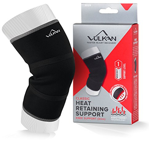 Vulkan Ginocchiera classica in neoprene, fornisce una leggera compressione, vestibilità comoda, fornisce benefici terapeutici, nero, M, 3 mm