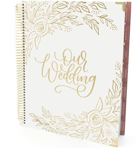 Bloom daily planners Hard Cover Wedding Day Planner & Organizer (Undated) - 9 x 11 - Gold Floral