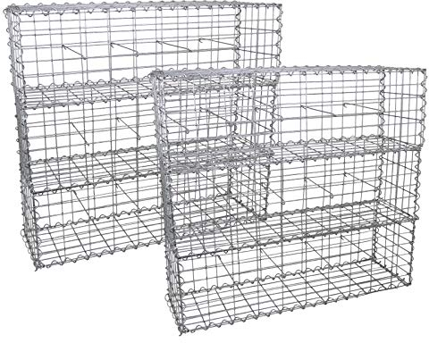 Monstershop - Lot de 6 Paniers de Gabions Argentés en Acier Galvanisé pour Projets d’Aménagement Extérieur, Murs de Soutènement, Clôture de Jardin. 100 x 30 x 30cm