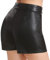 Everbellus Damen Lässige Shorts mit Weitem Bein und Hoher Taille Ledershorts Schwarz Medium