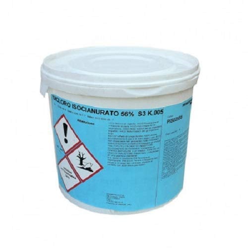 Cloro Granulare 56% | Dicloro granulare per Pulizia igiene Acqua Piscina, Secchio 5 kg