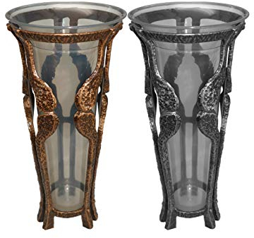 Henecka -Grabschmuck- Grabvase -Calluna- wählbar in Bronze pat. & Aluminium pat.; inklusive Friedhofsbürste (Grabvase Bronze pat.)