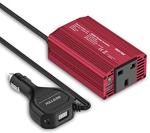 BESTEK 300W Inverters 12V to 240V 230V PD18W Type-C Power Converter Cigarette Lighter Plug Outlet with 4.8A Dual USB Port Charge Your Laptop, iPad, iPhone, Tablet, Consoles & More