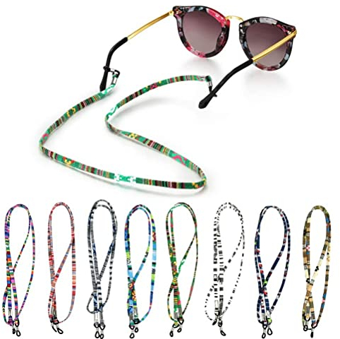 THETHO 8 Stück Brillenkette PU Leder Brille Seil Brille Kordel Halte Multifarbe geflochtenes Seil Brillen Halter Kette Brillenband/Brillenkette/Brillen Cord Weich und leicht, hautfreundlich; Unisex
