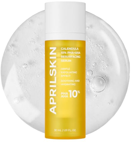 APRILSKIN Calendula10% PHA+AHA Resurfacing Serum | Vegan, tierversuchsfrei | Trockene, empfindliche, zu Akne neigende Haut