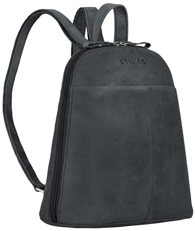 STILORD 'Olivia' City Rucksack Damen Leder Daypack kleiner Lederrucksack Rucksackhandtasche zum Ausgehen für 9,7 Zoll iPads und 10,1 Zoll Tablets echtes Leder, Farbe:anthrazit