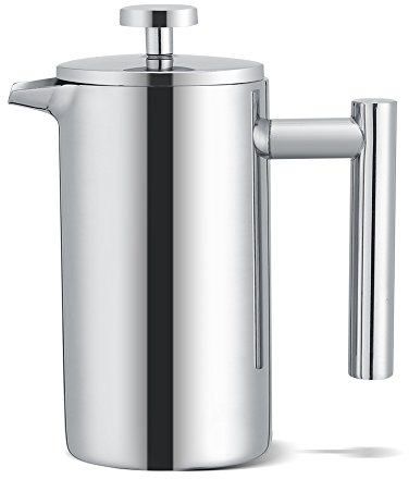 French Press Coffee Maker, 350ml/12oz Portable Stainless Steel Tea or Cafetiere Kettle, Coffee Maker Machine, Double-walled Cafetière French Press with Filter and Handle for Home & Camping