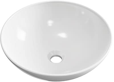 BAIKAL Vasque à poser | Courbé | Blanc brillant | Céramique | 40,5 x 40,5 x 14,5 cm | Sans trou pour robinet | Lavabo de salle de bain | Envoi avec emballage renforcé