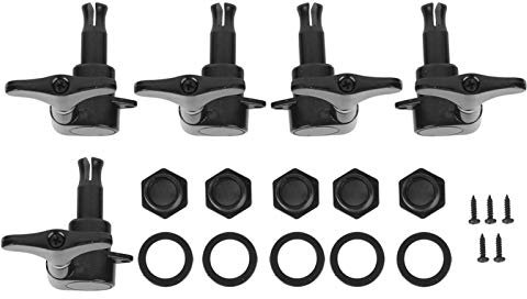 Ensemble d'accordeurs de basse Bouton de corde 5 cordes en alliage à remontage fermé Accessoires d'instruments de musique Pièces de guitare Accordeurs de tête de machine pour instruments(Noir)