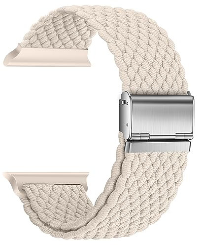 Nepfaivy Correa Compatible con Apple Watch 42mm 44mm 45mm 49mm para Mujer y Hombre, Pulsera Deportiva de Respuesto de Nailon para Watch Serie Ultra/SE/8/7/6/5/4/3/2/1(M, Starlight)