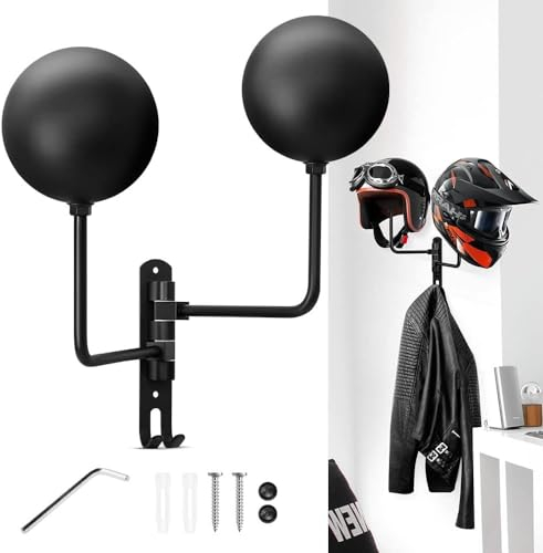 motofans Porte Casque Moto Mural Rotation à 180 degrés Support pour Casque Moto Crochet pour accrocher Le Casque et la Veste de Moto au Mur
