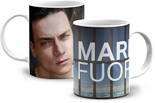 Createe Tazza da caffè Mare Fuori, Tazza da caffè in Ceramica personaggi, serie tv, ciro, edoardo, rosa ricci, pino, cardiotrap, carmine, filippo - 350ml