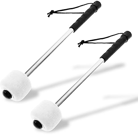 2 PCS Baguette de Tambour,Baguette Tambour avec Feutre De Laine Head,Tambour Maillets Percussion Fanfare Accessoires