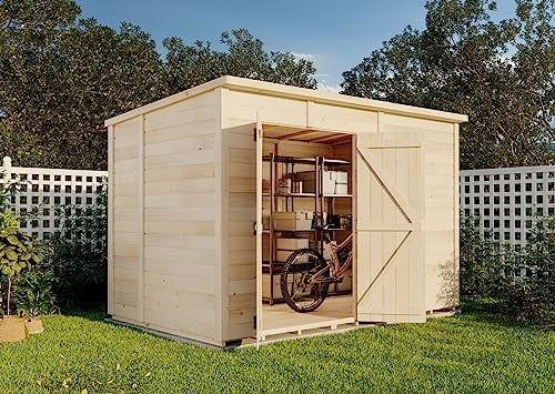 Storehaus Geräteschuppen Sepp XL mit Pultdach, Gartenhaus klein B 306 x T 186 cm, Lagerhaus aus Fichtenholz inkl. Fundamentrahmen, 5,69 m² Grundfläche, Nut-und-Feder-Bauweise, 12 mm Wandstärke