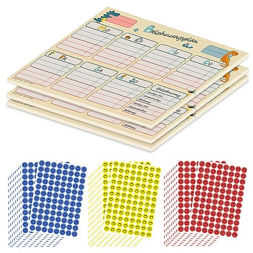 PRICARO Belohnungsplan Dino, magnetisch, A4, 25 Blatt, 3 Stück