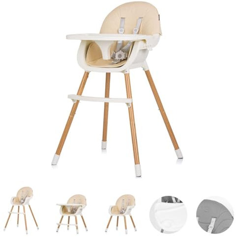 Chipolino Kinderhochstuhl Rio 2 in 1, Kinderstuhl rutschfeste Beine 5-Punkt-Gurt, Farbe:hellbraun