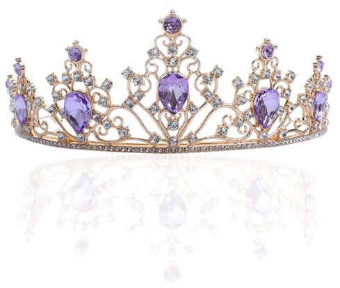 Lila Tiara Krone Kristall Strass Prinzessin Braut Hochzeit Geburtstag Feier Party Stirnband