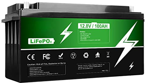 12V/24V 100Ah LiFePO4 Battery Rechargeable Battery Pack Built-in 100A BMS with 2000 Deep Cycles Fit for RV Home Energy Storage Emergency Backup Battery,12V100Ah