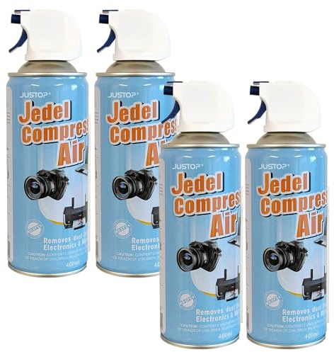 4 x 400ml Compressed Air Can Powerful Blow Duster Spray Multi Purpose Cleaner CPC Free with Strew for PC Laptop Camera Keyboard (4pcs Pack)
