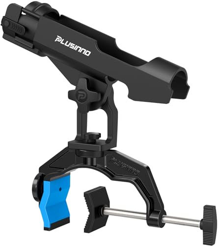 PLUSINNO Angelrutenhalter für Boote, mit vergrößerter Klemme, innovatives doppeltes V-Design, passend für runde und quadratische Bootsrohre, Angelzubehör, Angelgeschenk für Herren, 1er-Pack