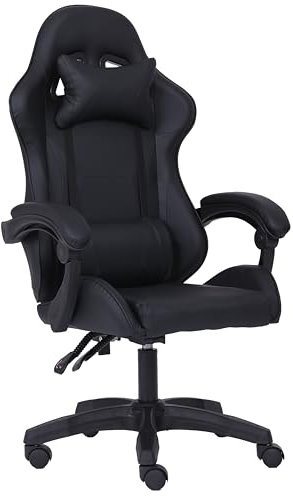 Millhouse Sport Desk Chair, Adjustable Office Gaming Racing Chair with Lumbar and Head Pillow, X3577 - Black