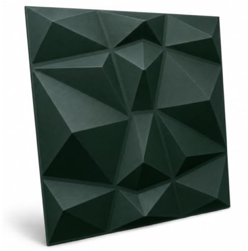 DECCART 3D Wandpaneele Grün 50x50 cm 32 Stück | 8 m², Paneele Wand Wall Panels Deko Wandverkleidung Innen Panel Deckenverkleidung Decke Deckenpaneele Platten EPS