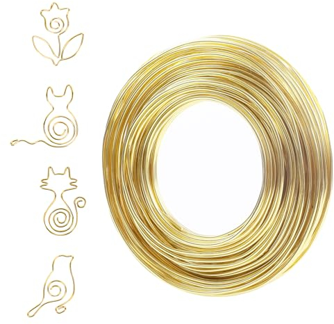 VABNEER Basteldraht, 2mmx30m Biegsam Handwerk Metalldraht Aluminiumdraht für Schmuck machen Lieferungen(gold)