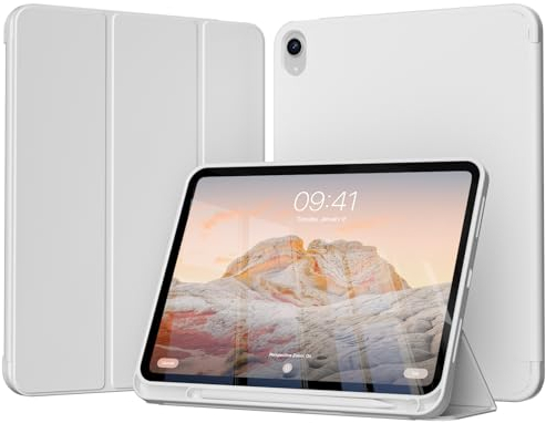 GKABXY Hülle für iPad (A16) 11 Generation 11 Zoll 2025, iPad 10. Generation 10.9 Zoll 2022 mit Stifthalter, Stoßfeste Schutzhülle, Smart Case Auto Schlafen/Wachen Tablet Cover, Grau