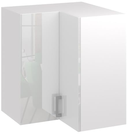 roe furniture Hängeschrank Eckschrank 65 cm - Küchenschrank - Küchenmöbel - Küchenunterschrank - Schrank Küche - Küchenschränke Einzeln Weiß Hochglanz