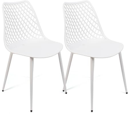 THE SECRET HOME - Conjunto de 2 y 4 Sillas en Polipropileno y Metal/Madera - Asiento de Diseño Ideal para Comedor y Cocina - Varios Modelos (2, Modelo 4 - Blanco)