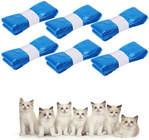 Sac Litiere Chat, Sac Poubelle Litiere Chat Sac a Litiere Pour Chat, Recharges De Litière Compatible Avec Litterlocker/Litter Genie, Boîte Non Incluse-Paquet de 6- Bleu