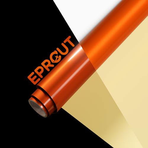 EPRCUT Vinylfolie Plotter, Reflektierend Plotterfolie Vinyl Rolle Orange Glänzende, 30,5 x 122cm Selbstklebende Wasserdicht Permanentes Dauerhaften Folie für Cricut, DIY, Party, Zeichen