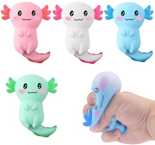 4 Stück Für Axolotl Squishy, Squishies Spielzeug, Squishy, Fufu Squishy Schneller Rebound Zuckerball, Squeeze Toy für Kinder und Erwachsene Stressabbauendes (Zufällige Farbe)
