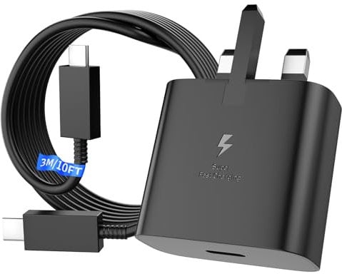 25W Samsung Phone Fast Charger Plug With 3M Samsung Charger Cable Compatible with Samsung Galaxy S25 S24 Ultra/S23/S22/S21 FE/S20/A16/A15/A14/A13/A12/A32/A33/A34/A35/A52/A53/A54/A55/A05S/A20E