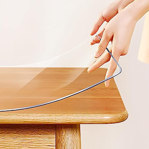 Protector de mesa de cristal transparente, 85 x 145 cm, fácil de limpiar, impermeable, para encimera de cocina, resistente a las manchas y sin arrugas, mantel cuadrado de 3 mm de grosor