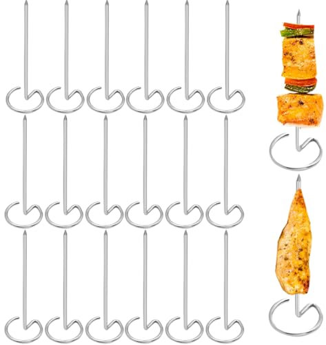 THXFUNAREA 20 Pièces Pique a Brochette, 10CM Pic Brochette en Acier Inoxydable Réutilisable, Pic a Brochette pour Friteuse à Air et Four, Brochettes pour Barbecue, Viande, légumes