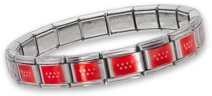 Feyma Pulsera con la Bandera de Madrid, Siete Estrellas, Eslabones de Acero Inoxidable, Brazalete Ajustable para Hombre y Mujer, Regalo Madrileño