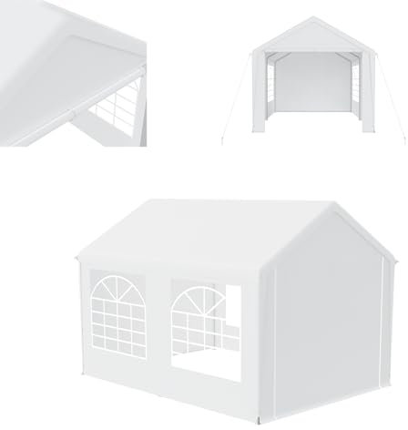 LZQ Pavillon 3x4 Meter mit Dachplane aus 170g/m² PE & Seitenteilen mit Fenster, Gartenzelt Partyzelt 3x4 m aus Verzinktem Stahl,UV-Schutz, als Pergola oder Party Zelt, Luxus Hochzeitszelt Weiß