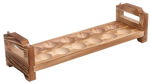 Porte-œufs en Bois Empilable - Râtelier de Collecte d'Œufs en Bois avec Séparateur,Organisation Polyvalente Rustique de Comptoir Ferme pour Décoration Cuisine Maison Fête