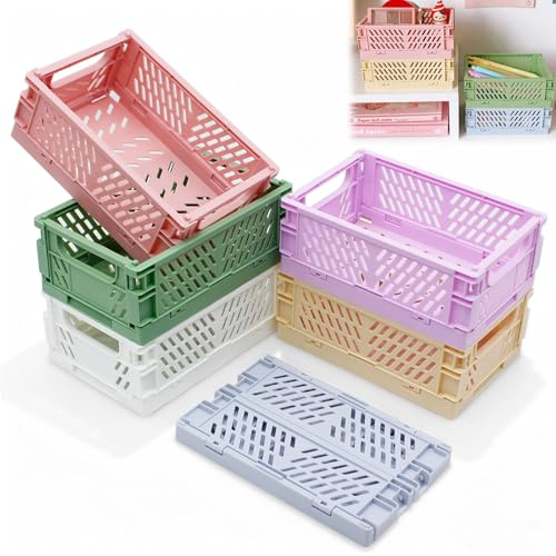 6 Stück Faltbarer Aufbewahrungskorb,15*9.8*5.7cm Klappbox, Mehrzweckkorb | Multifunktionaler Aufbewahrungsbox, Stabiler Faltbar Klappbox für Schrank, Bücherregal, Badezimmer, Schlafzimmer, Küche, Büro