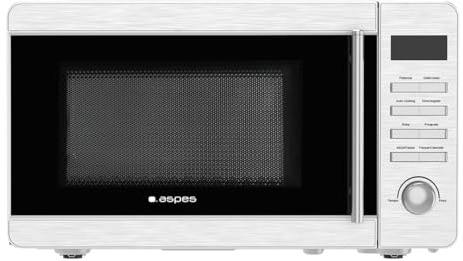 Aspes Microondas 20 Litros Grill Libre Instalación, Inox AMW2701DGX. 700W, 5 Programas, Control Electrónico, Modo Descongelación, Revestimiento Interior, Fácil Limpieza, Temporizador 35min.