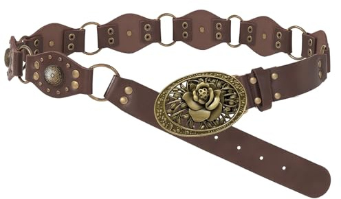 Western Cowgirl Gürtel Für Damen, Vintage Boho-Stil Breiter Taillengürtel | Für Kleid, Jeans Und Rock, Leder Mit Schnalle, Verstellbare Passform, Country Geschenk