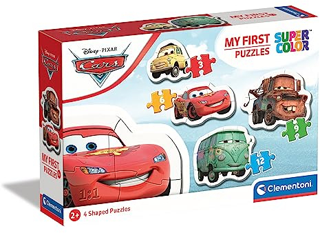 Clementoni | Puzzle Disney Cars pour Enfant 2 Ans + | 4 Puzzles Évolutifs 3, 6, 9, 12 Pièces | SuperColor | Motricité, Observation, Formes et Couleurs | Activité Éducative | Jeu de Societé