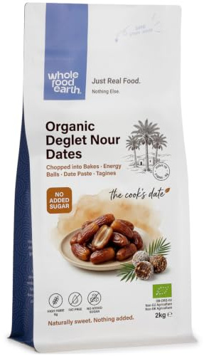Wholefood Earth Bio-Datteln (getrocknet, entsteint) – 2 kg | GVO-frei | Roh | Vegan | Ballaststoffreich | Bio-zertifiziert